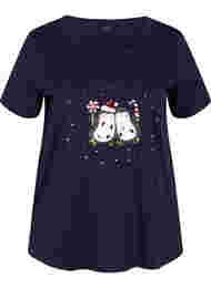 Kerst t-shirt in katoen, Navy Blazer Penguin