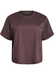 Boxy katoenen T-shirt, Bruin