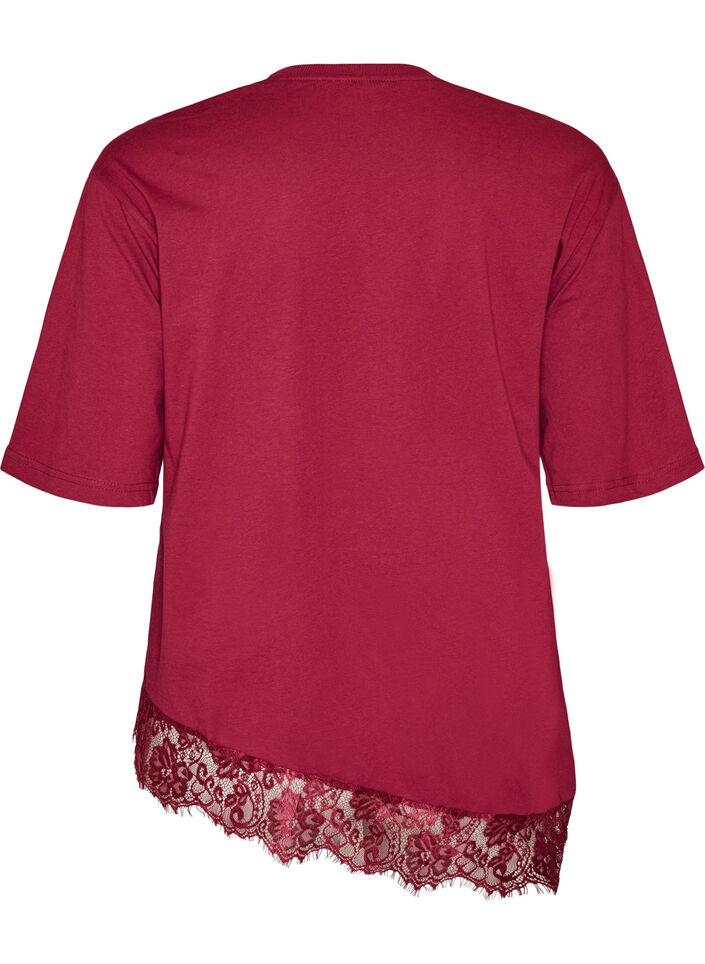 T-shirt met asymmetrische kanten zoom, Rood, Packshot image number 1
