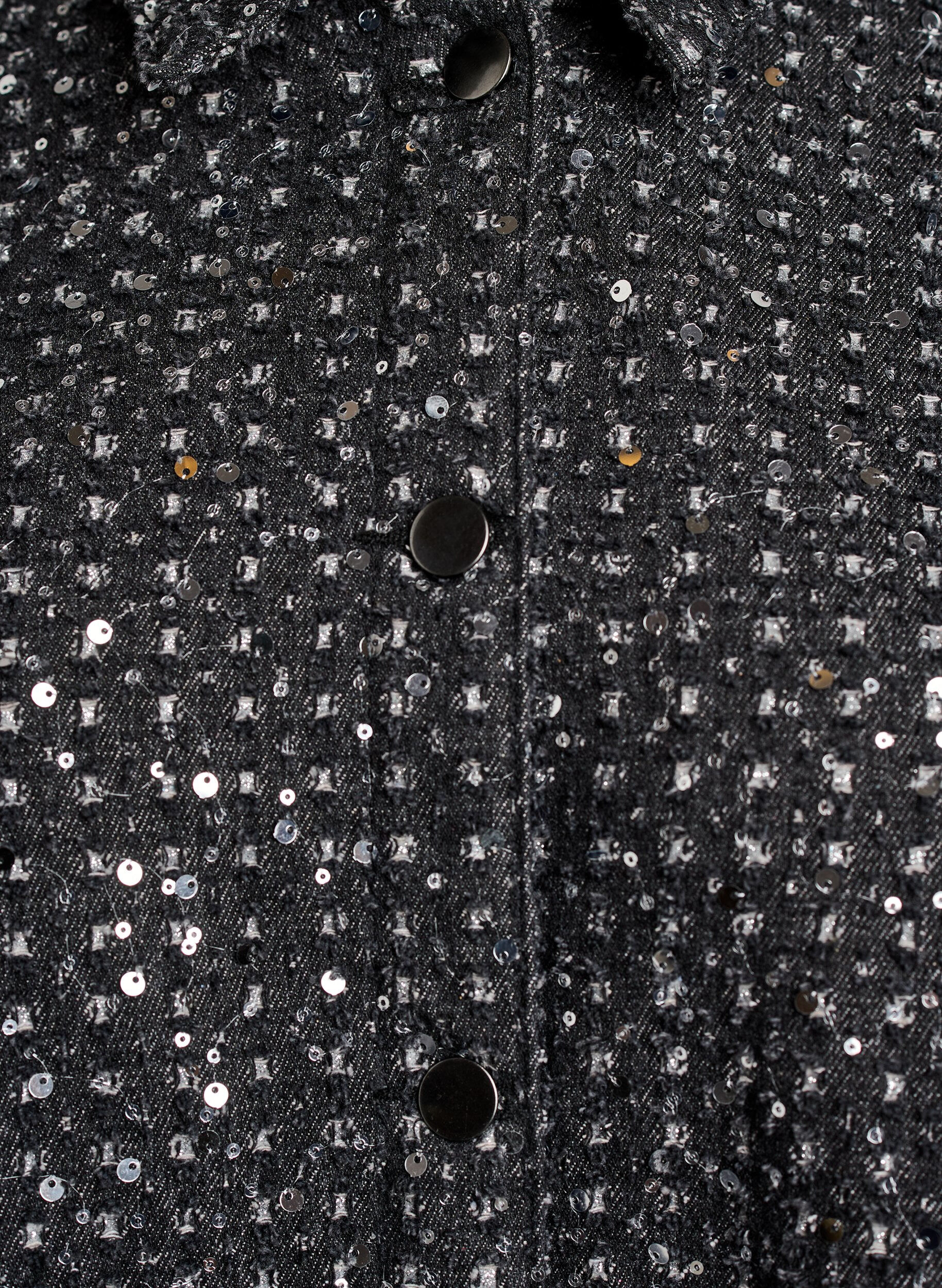 ZizziDenim jurk met pailletten en 3/4-mouwen, Zwart, Packshot image number 2