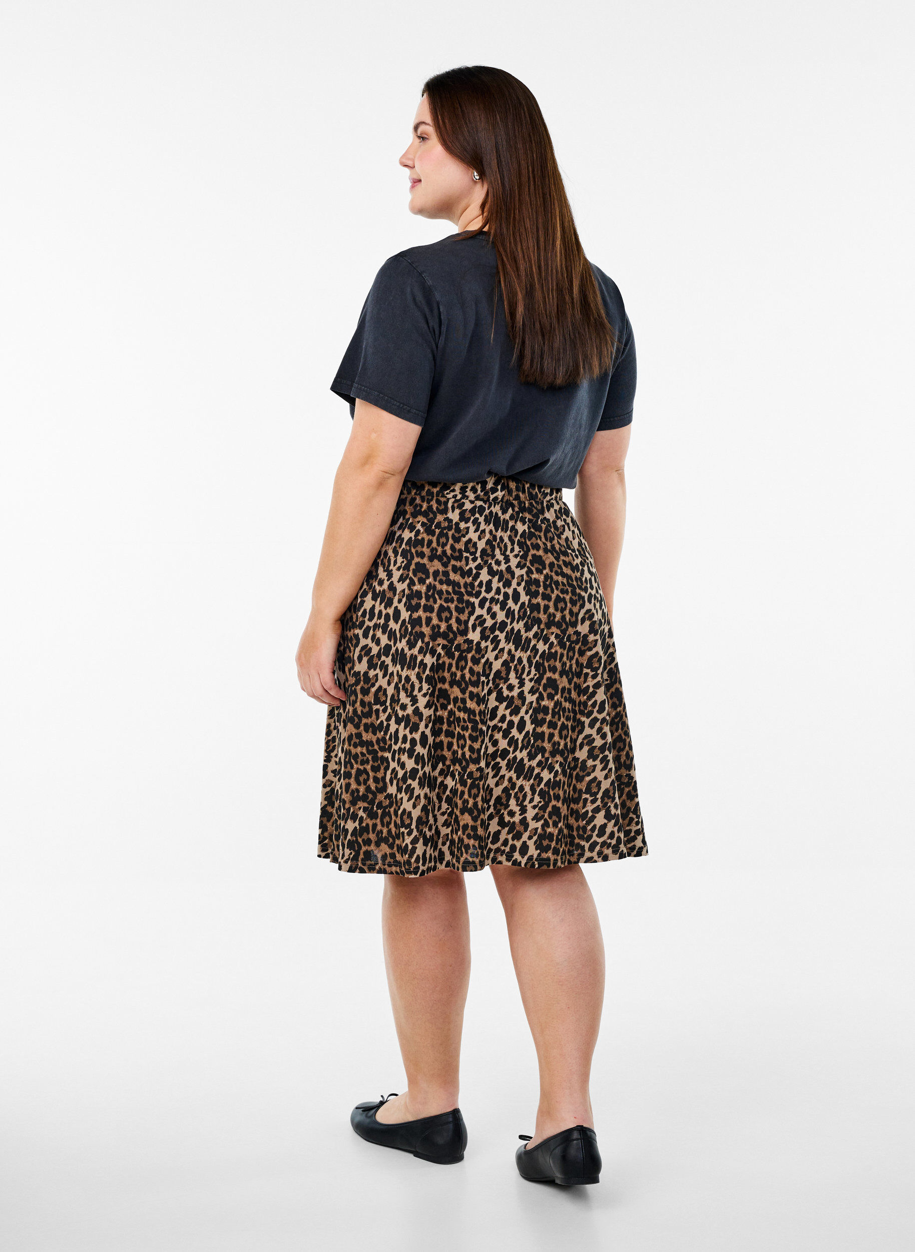 Zizzi 2-pack skaterrokken in viscose, Zwart, Model image number 1