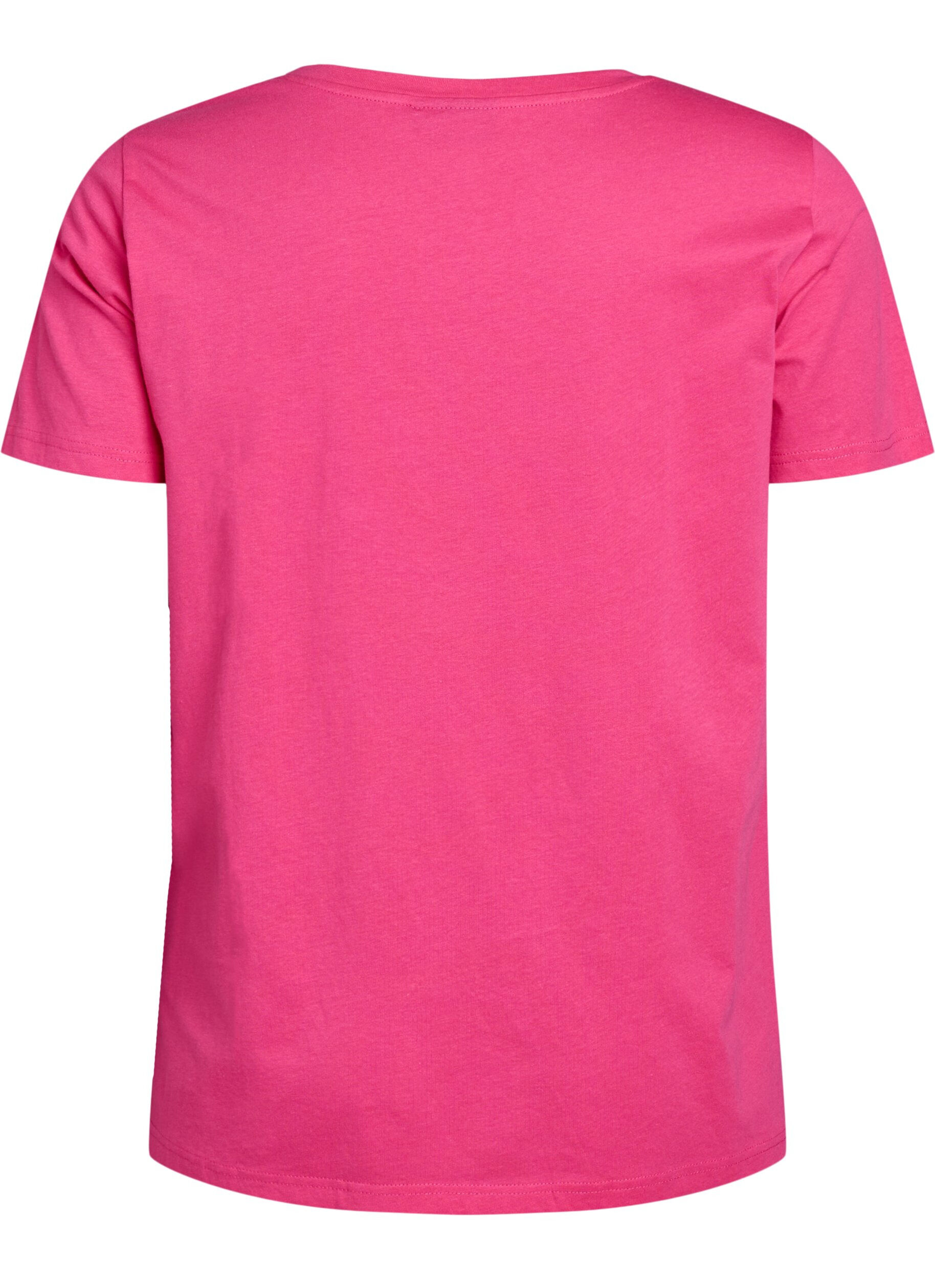 Zizzi Katoenen T-shirt met motief, Raspberry w. Bows, Packshot image number 1