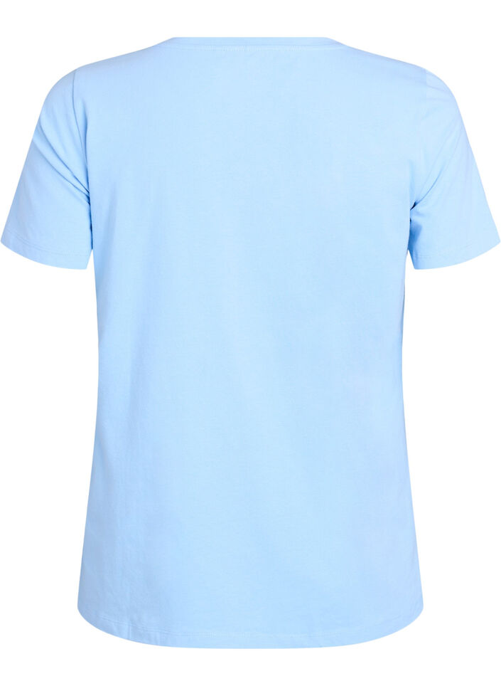 Basic effen katoenen t-shirt, Blauw, Packshot image number 1