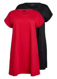 2-pack T-shirtjurk met korte mouwen, Rood