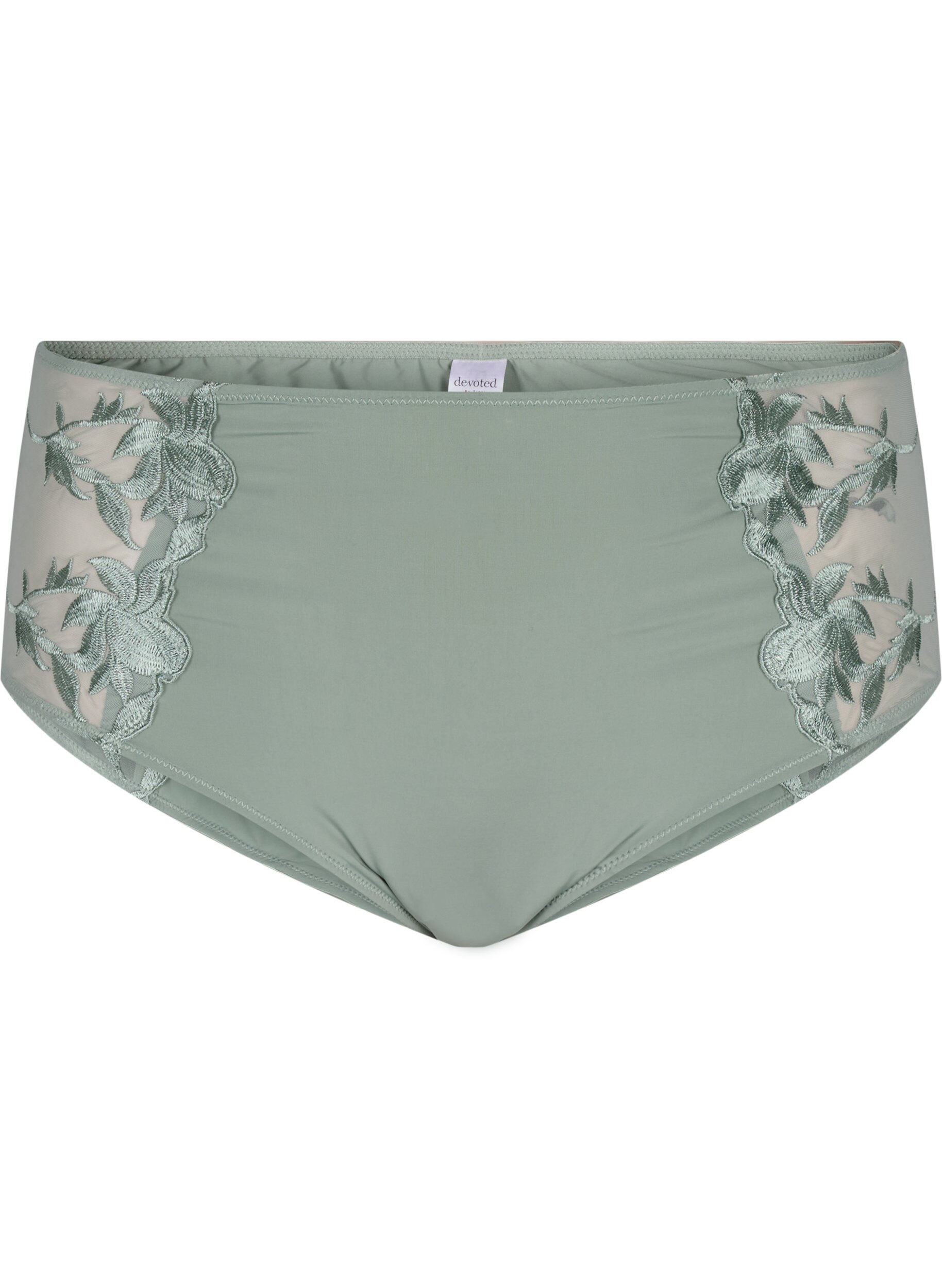 Zizzi Hipsterslip met borduursel en normale taille, Iceberg Green, Packshot image number 0
