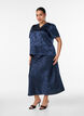 Satijnen rok met een tonale bloemenprint, Blauw, Model image number 0