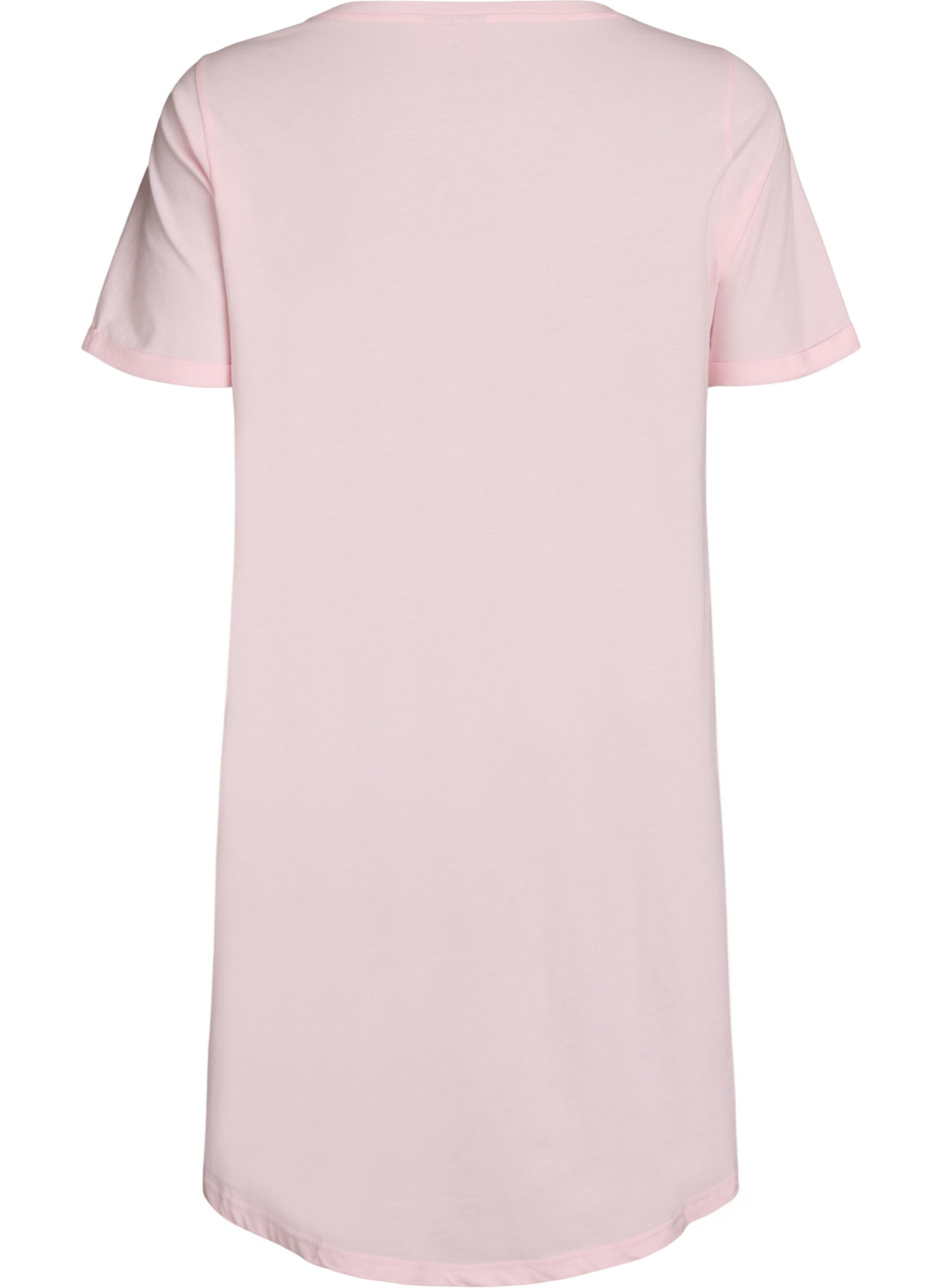 ZizziNachtjapon met korte mouwen van biologisch katoen, Roze, Packshot image number 1