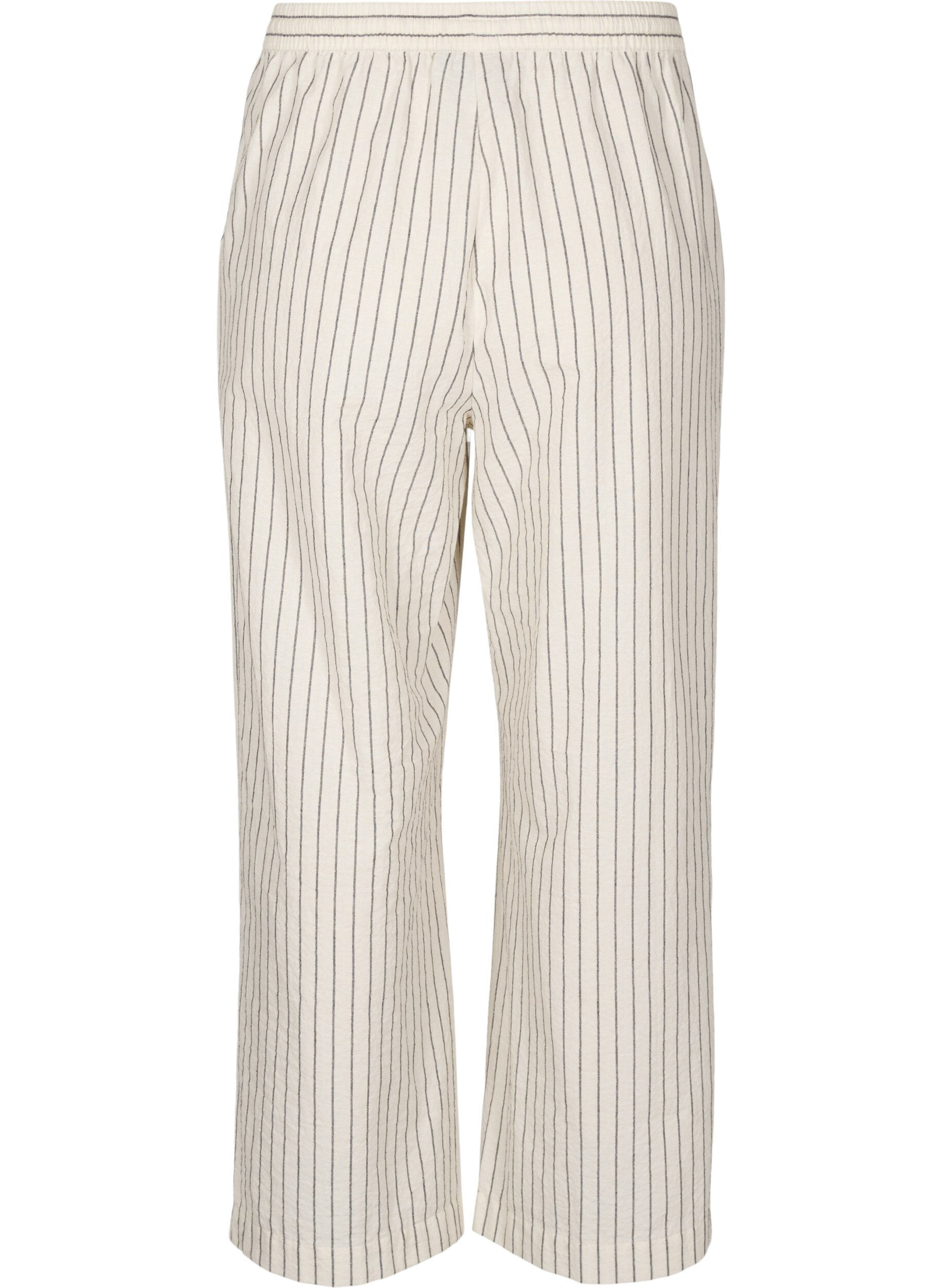 ZizziLosse broek met hoge taille en zakken, Vanille, Packshot image number 1