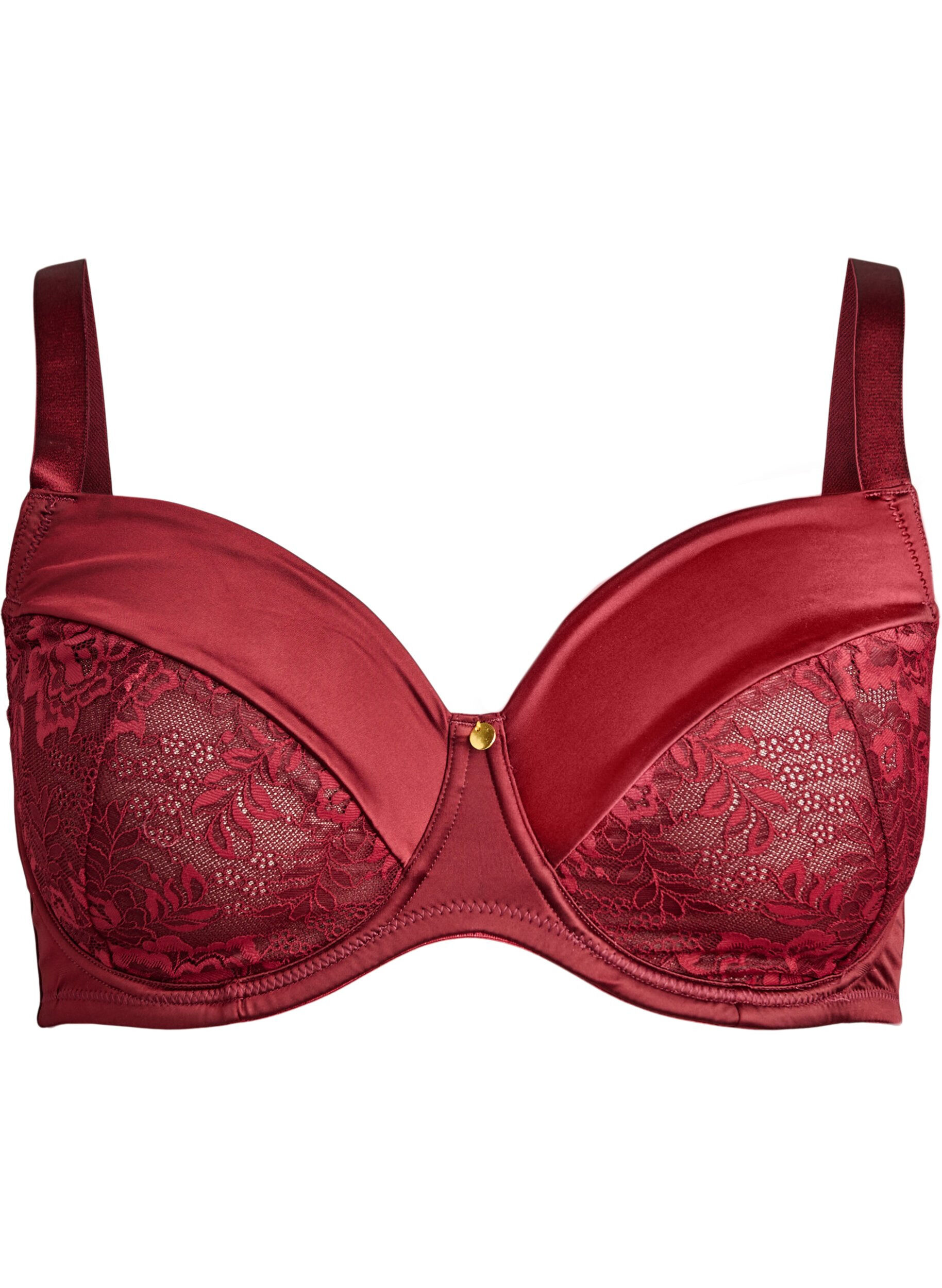 ZizziFull coverage bh in glanzend microvezel, Donker Bordeaux, Packshot image number 0