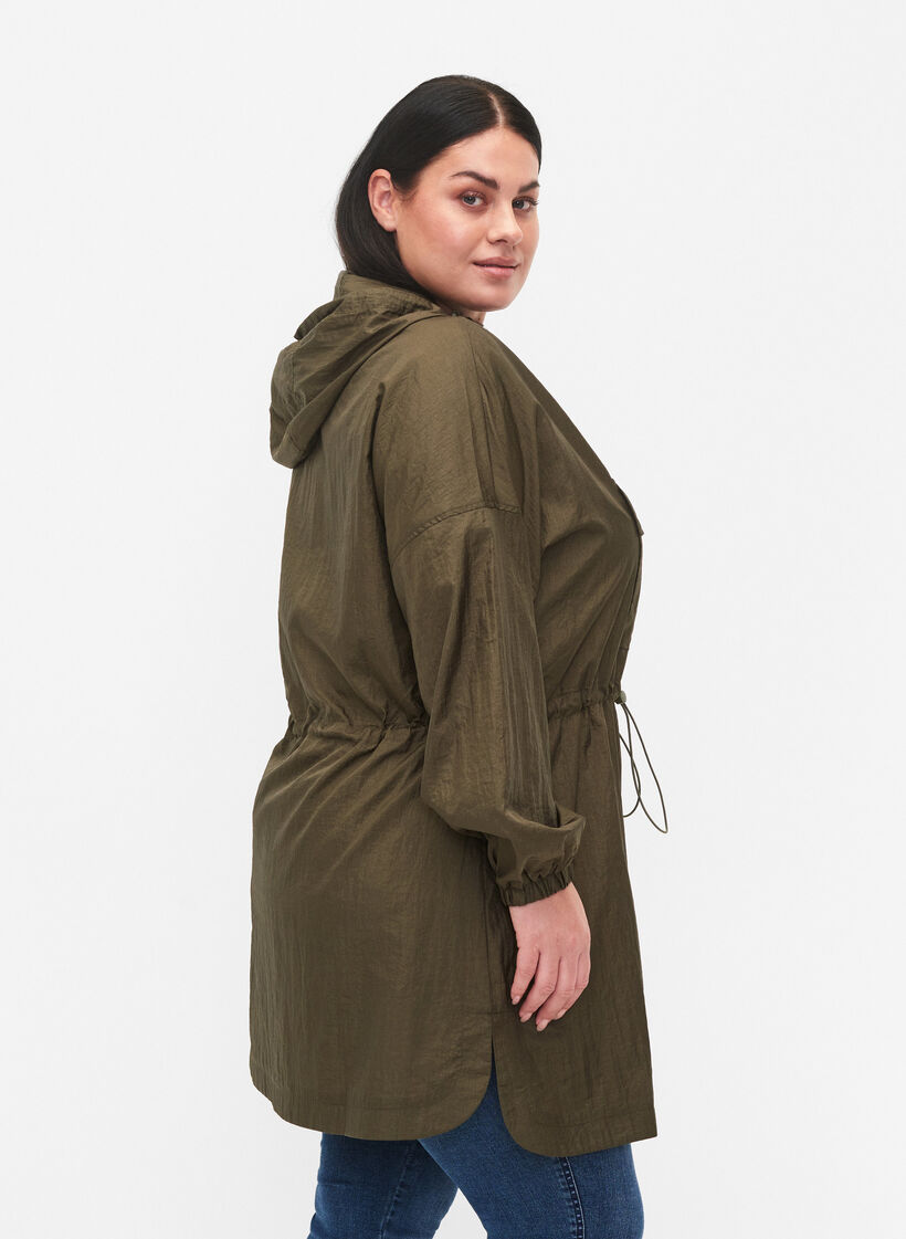 Lange anorak met capuchon en zak, Grape Leaf, Model image number 1