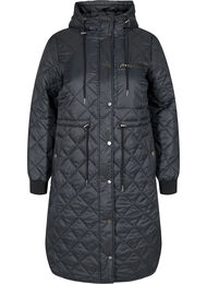 Gewatteerde lichte jas met capuchon, Black