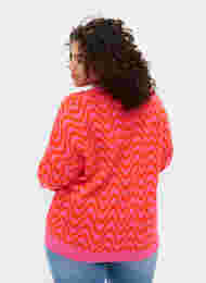 Gebreid vest met patroon en knopen, Hot Pink Comb., Model