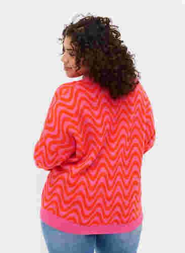Gebreid vest met patroon en knopen, Hot Pink Comb., Model image number 1