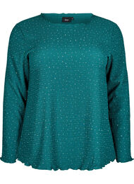 Blouse met lange mouwen en strassstenen, Groen