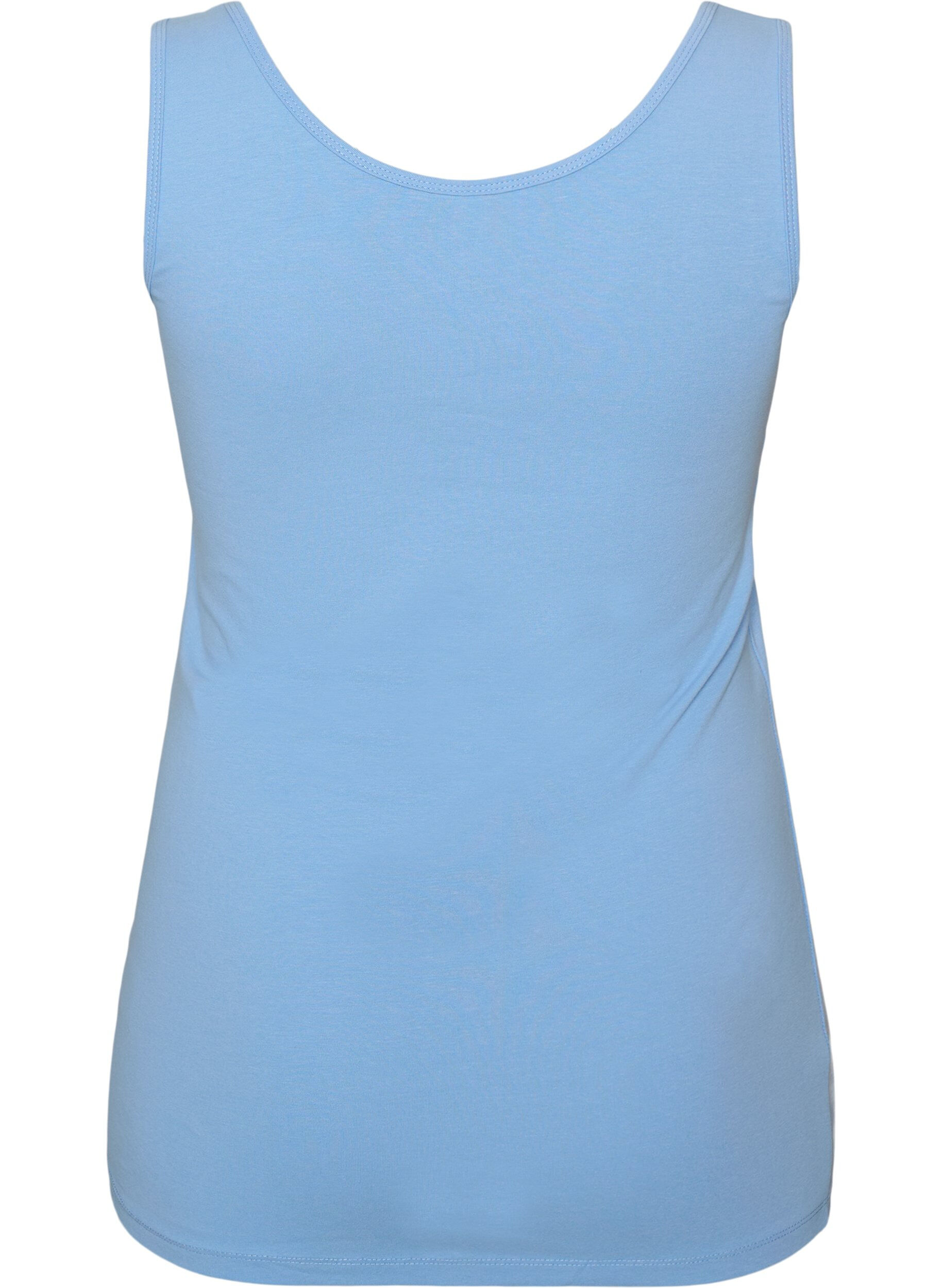 ZizziEffen basic top in katoen, Blauw, Packshot image number 1