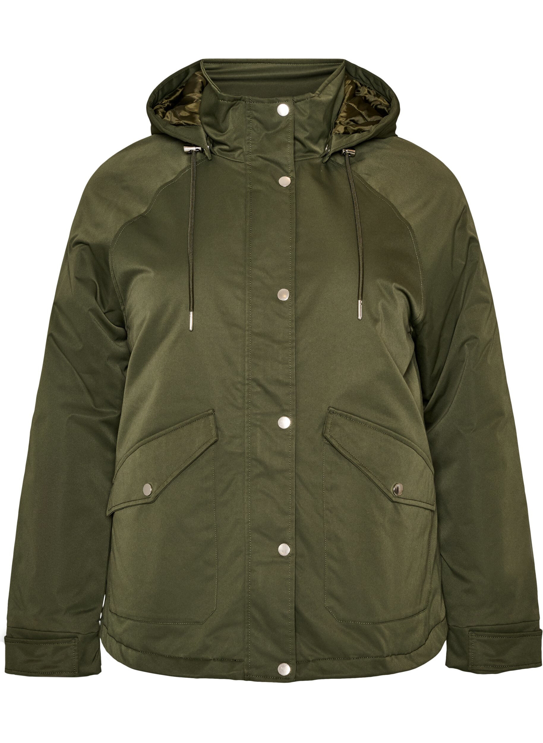 ZizziGewatteerde parka met afneembare capuchon, Groen, Packshot image number 0