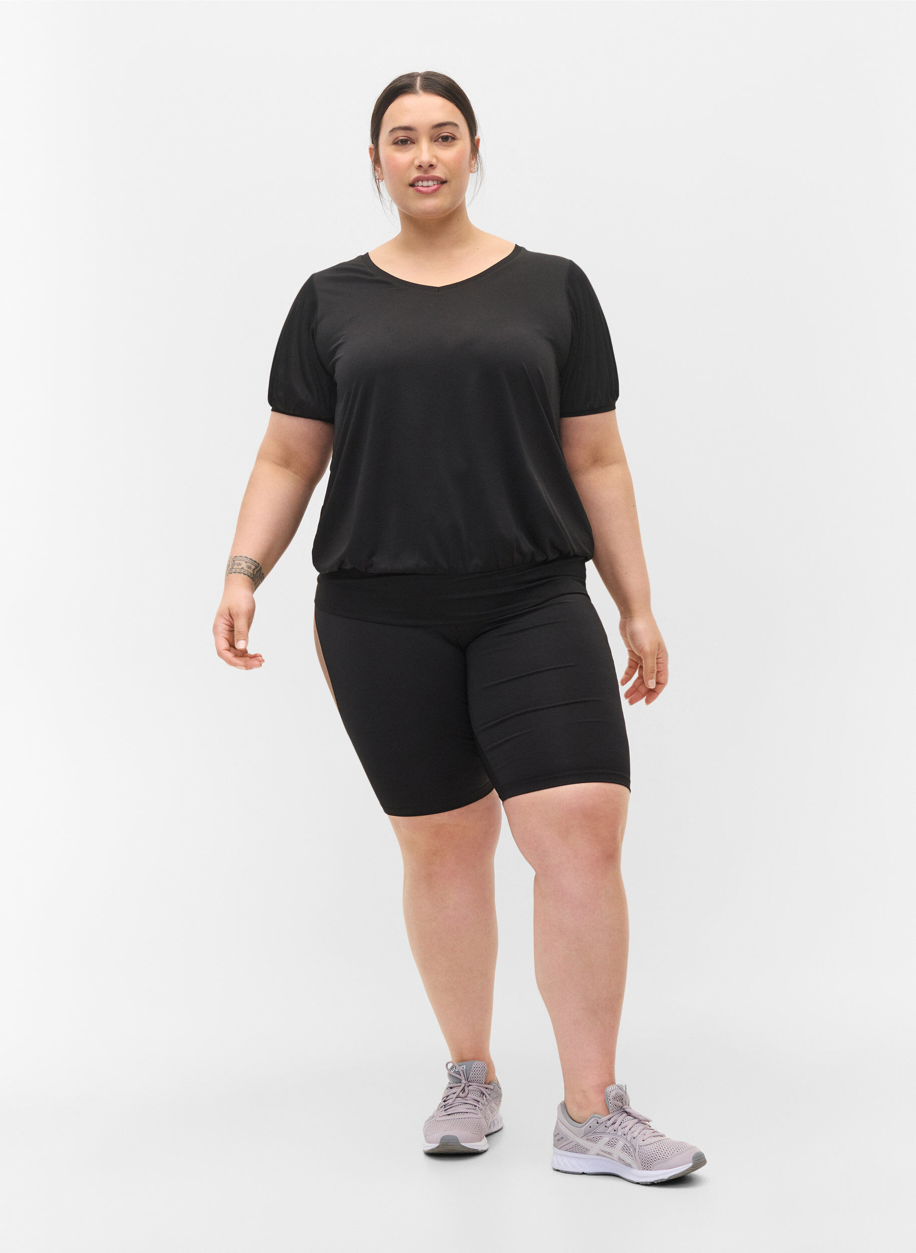 Zizzi Sporttop met korte mouwen, Black, Model image number 2