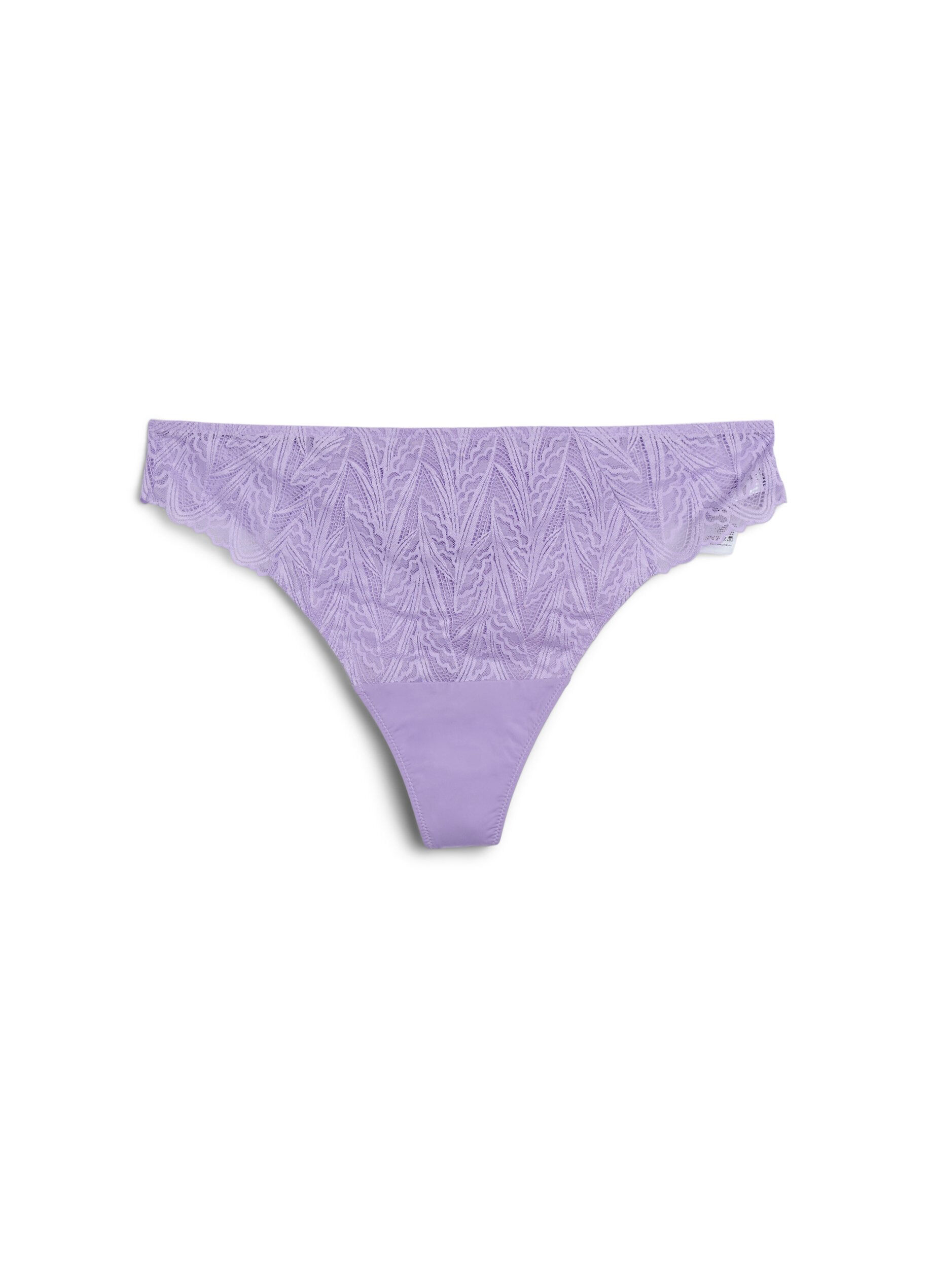 Zizzi G-string slip met kant en een normale taille, Paars, Packshot image number 0