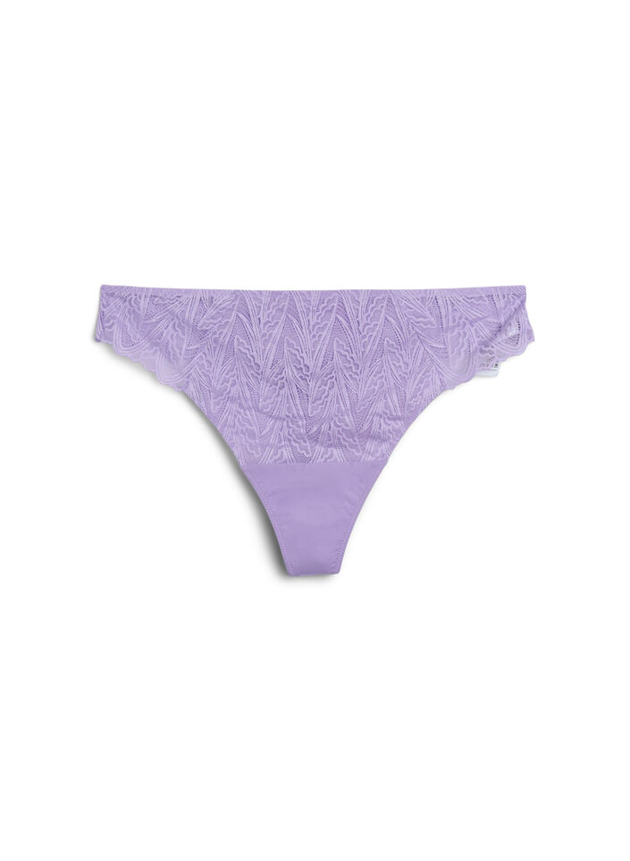 G-string slip met kant en een normale taille, Paars, Packshot image number 0