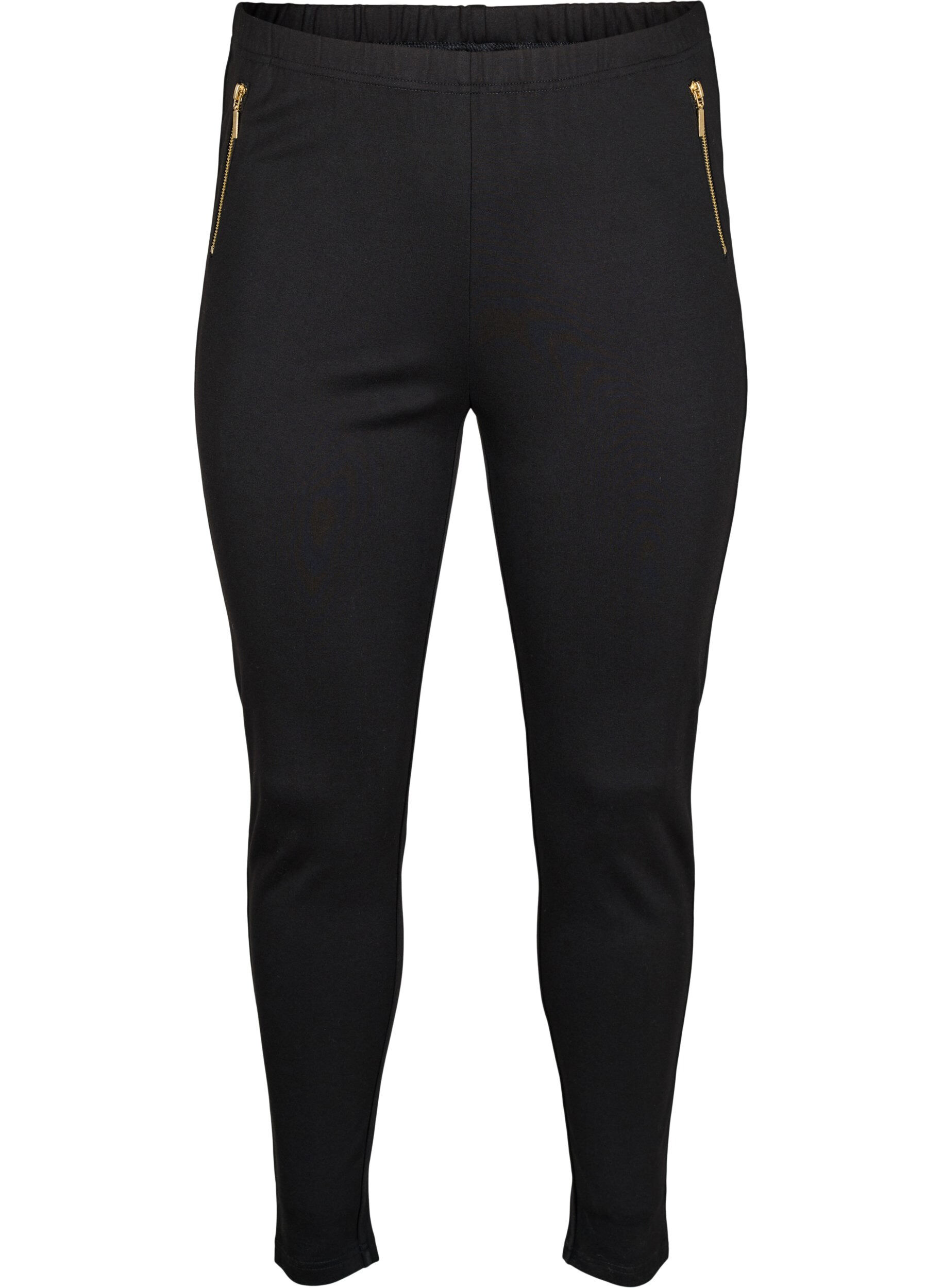Zizzi Viscose legging met ritssluiting detail, Zwart, Packshot image number 0