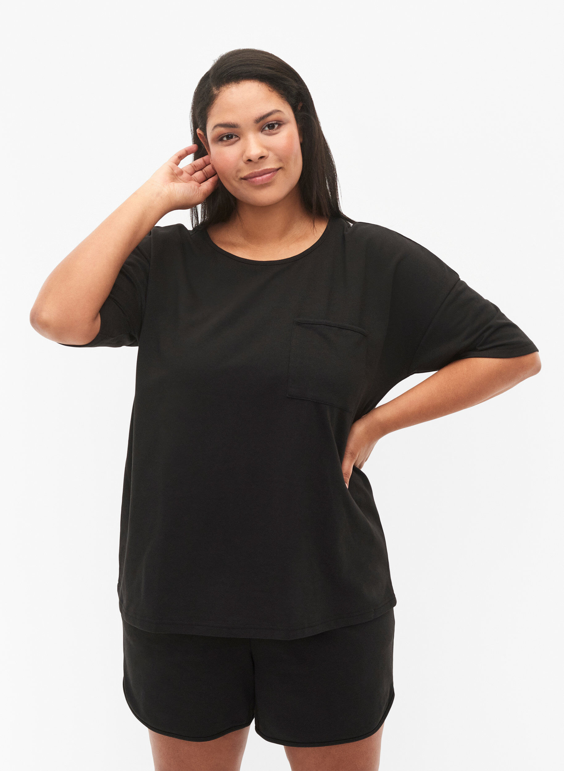 Zizzi Blouse met 1/2 mouwen, Black, Model image number 0
