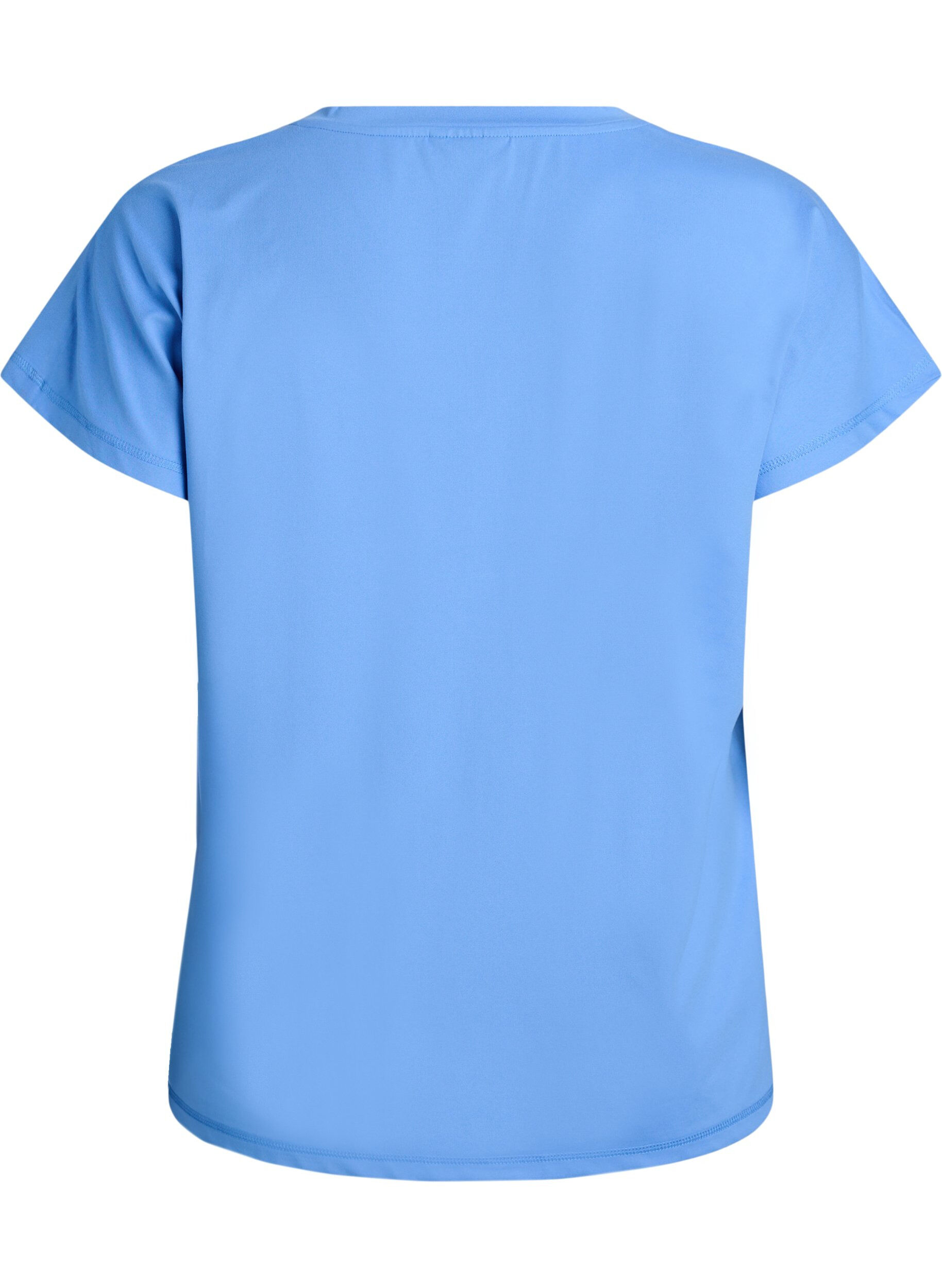Zizzi Losvallend trainings-T-shirt met V-hals, Blauw, Packshot image number 1
