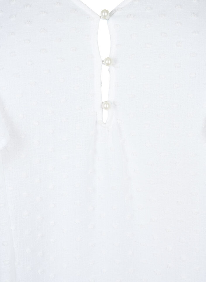 Blouse met gestippelde textuur en korte mouwen, Bright White, Packshot image number 2