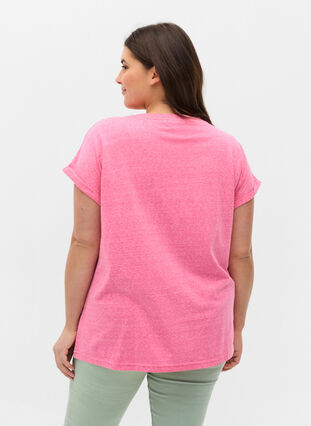 Gemêleerd katoenen t-shirt, Fandango Pink Mél, Model image number 1