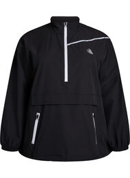 Sportieve anorak met reflecterende details en zakken, Zwart