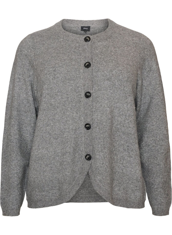Cardigan met knopen en een ronde voorkant, Grijs, Packshot image number 0