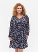 Jurk met lange mouwen V-hals en print, Blue Leaf AOP, Model image number 0