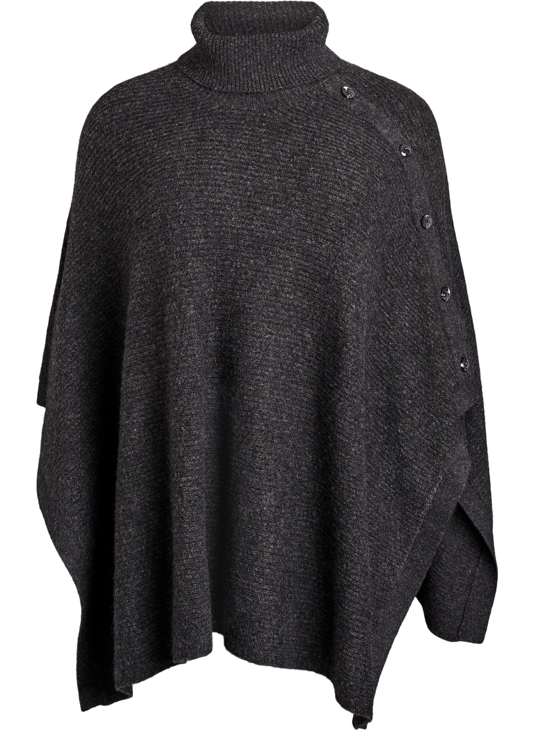 Poncho met col en knoopdetail