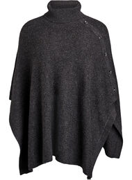 Poncho met col en knoopdetail, Grijs