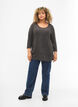 Blouse met driekwartmouwen en een gestreept patroon, Dark Grey Melange, Model image number 2