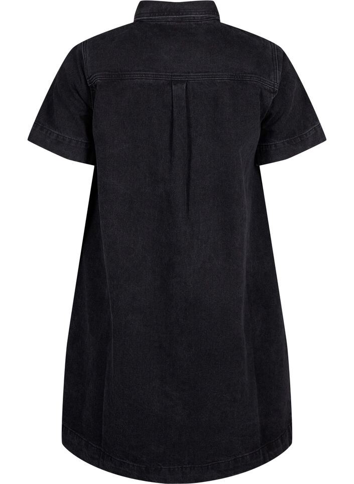 Lang denim shirt met korte mouwen, Grey Washed, Packshot image number 1