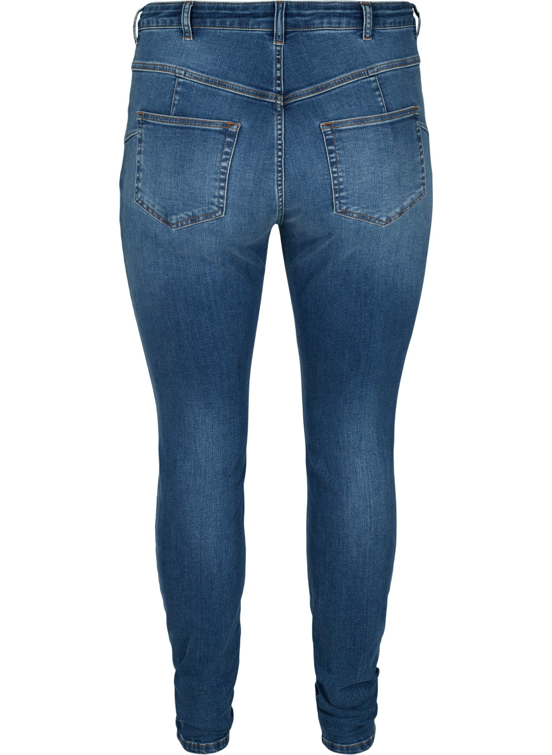 Zizzi Amy jeans met hoge taille en push up, Blue denim, Packshot image number 1