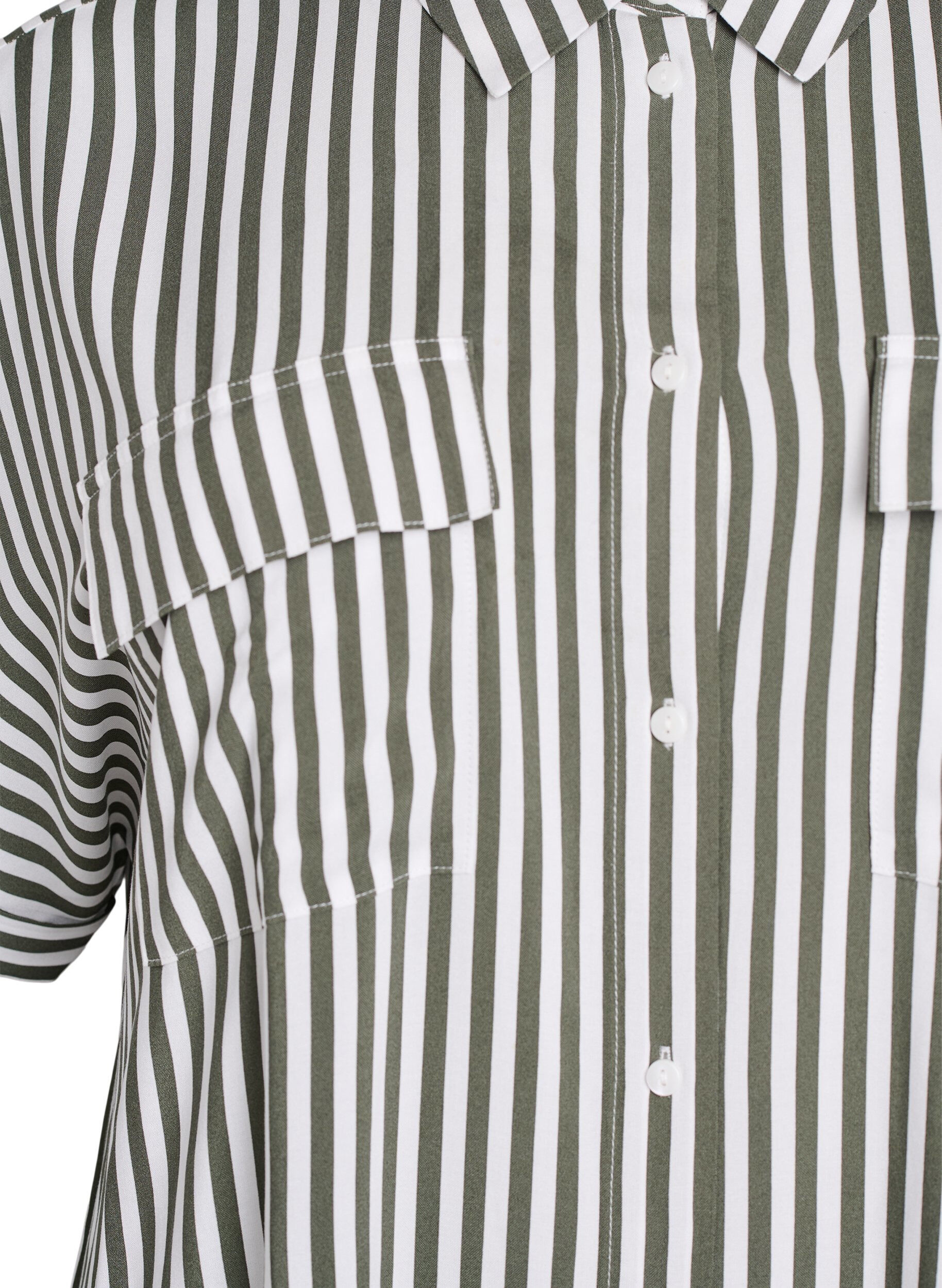 Zizzi FLASH - Lange overhemdjurk met korte mouwen, Groen, Packshot image number 2