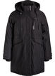 Waterafstotende parka met capuchon en functionele details, Zwart, Packshot image number 0
