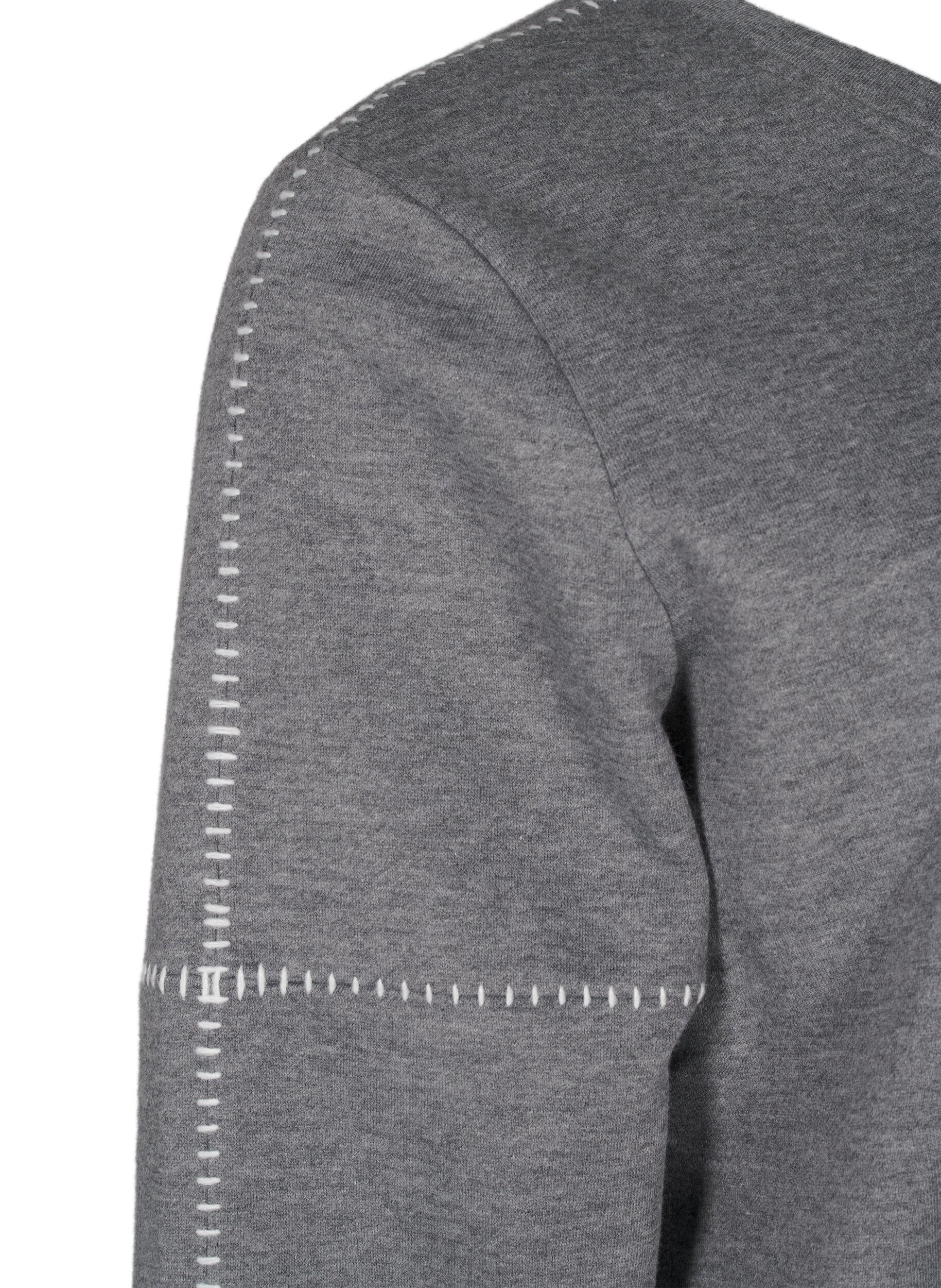 Zizzi Sweatshirt met contrasterende stiksels, Medium Grey M&eacute;l, Packshot image number 3