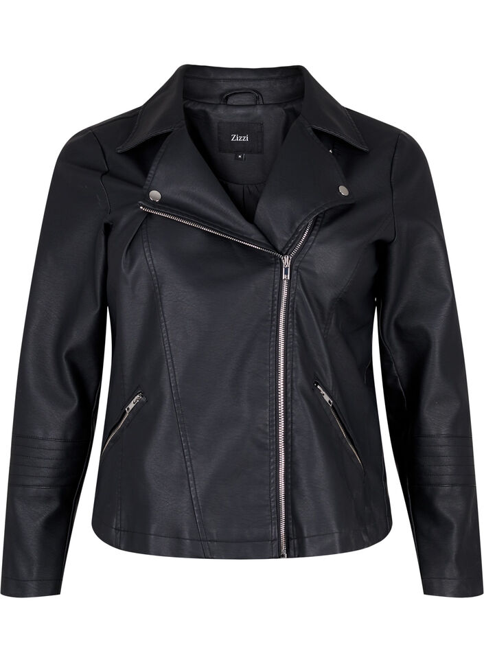 Bikerjack in imitatieleer, Zwart, Packshot image number 0