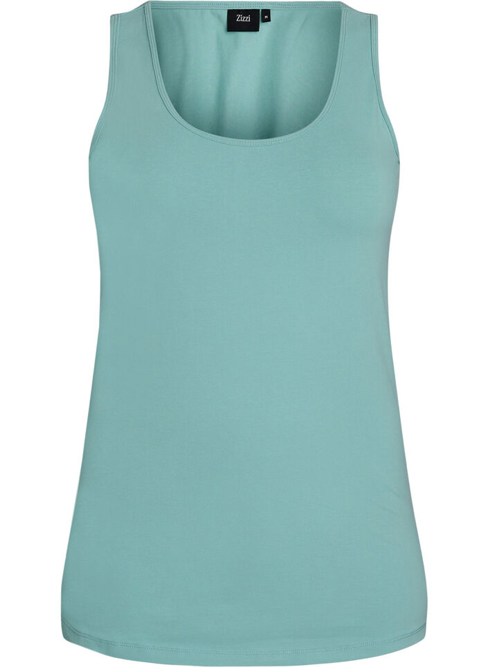 Effen basic top in katoen, Groen, Packshot image number 0