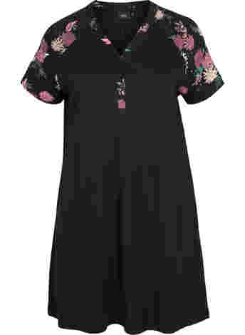 Katoenen pyjama jurk met korte mouwen en print