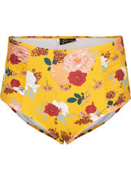 Bikinibroekje met hoge taille en bloemenprint, Yellow Flower Print