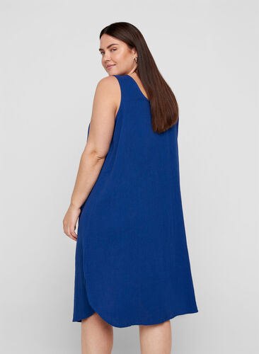 Mouwloze katoenen jurk met a-lijn, Twilight Blue, Model image number 1