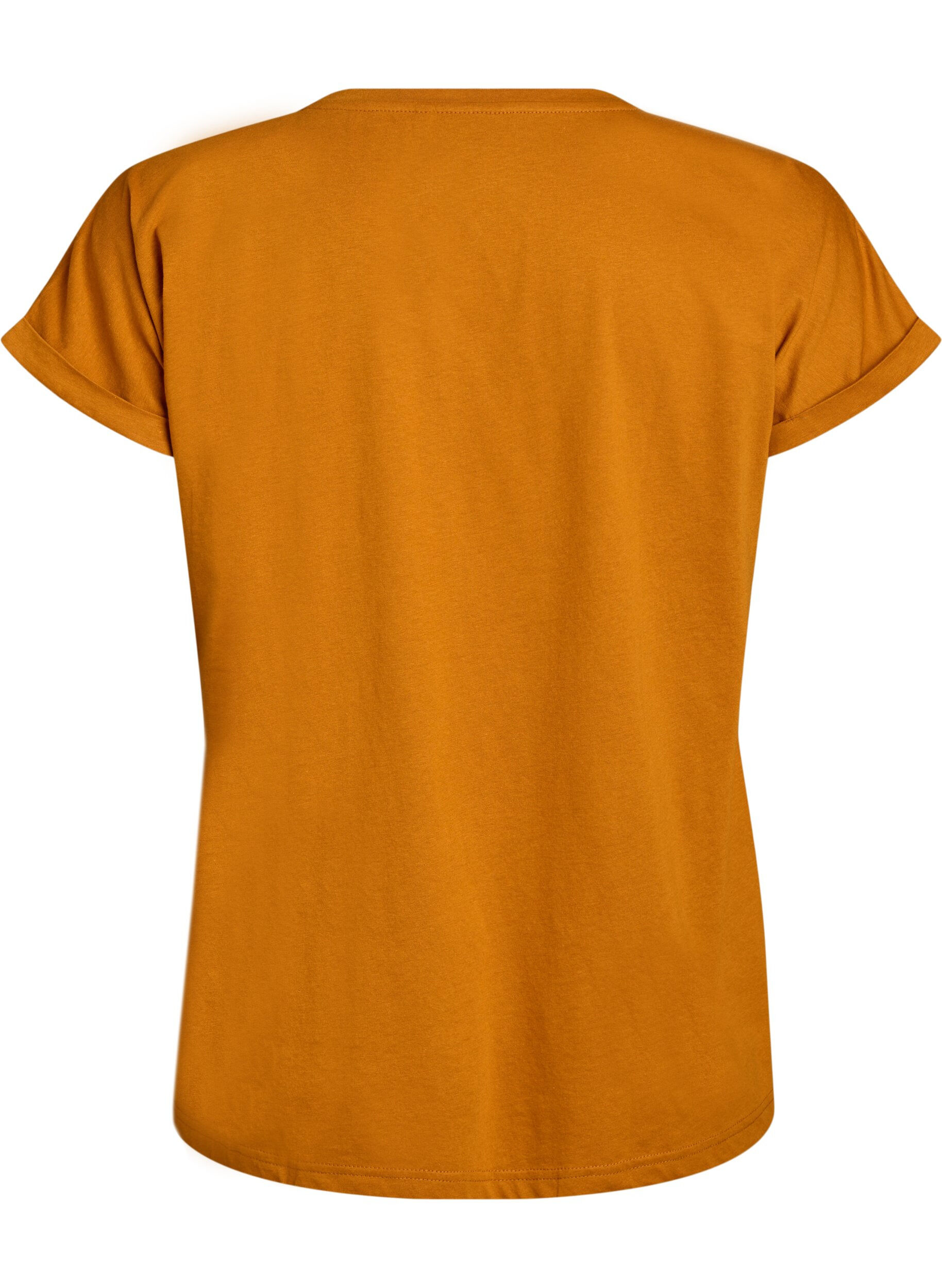ZizziT-shirt met korte mouwen van katoenmix, Oranje, Packshot image number 1