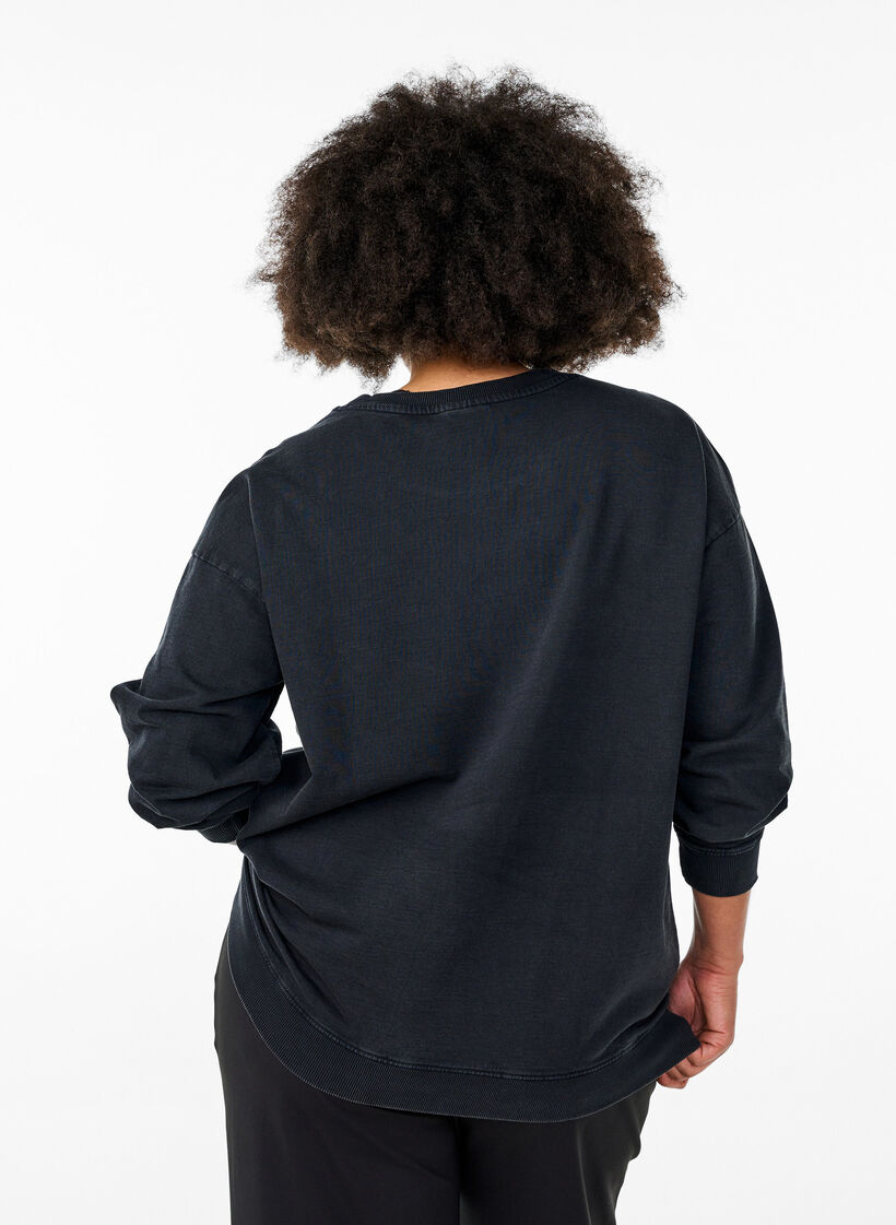 Losvallend sweatshirt met gewassen look, Grijs, Model image number 2