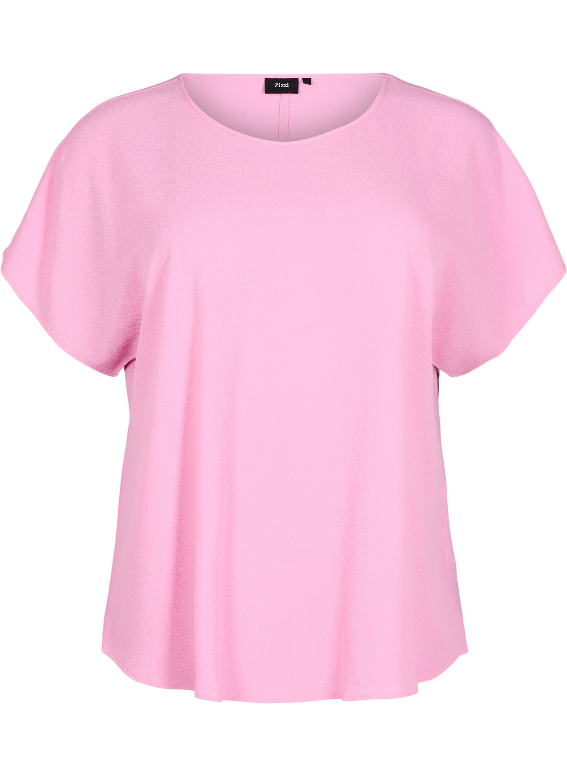 Zizzi Blouse met korte mouwen en een ronde halslijn, Roze, Packshot image number 0