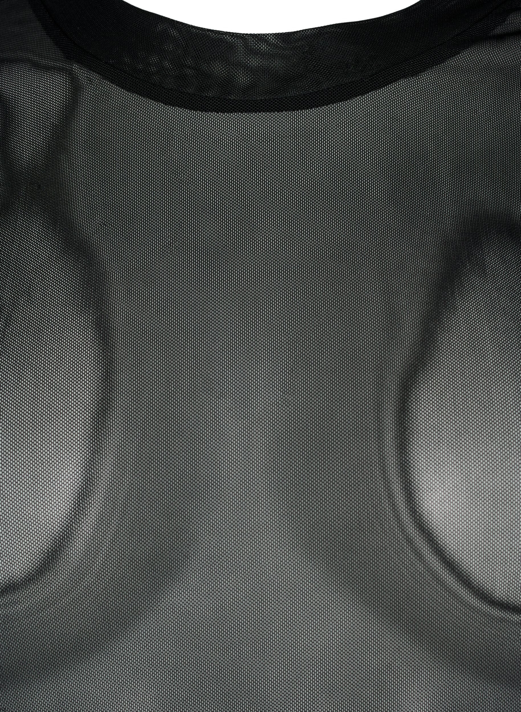 Zizzi Mesh blouse met stippen, Zwart, Packshot image number 2