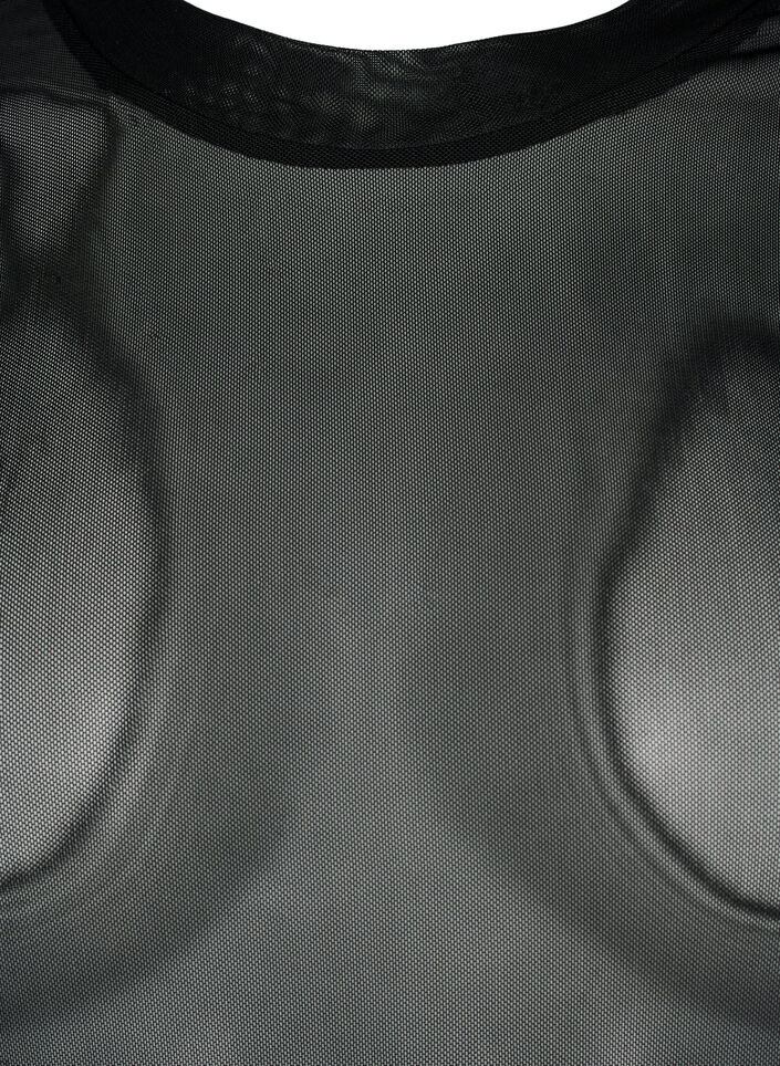 Effen mesh blouse, Zwart, Packshot image number 2