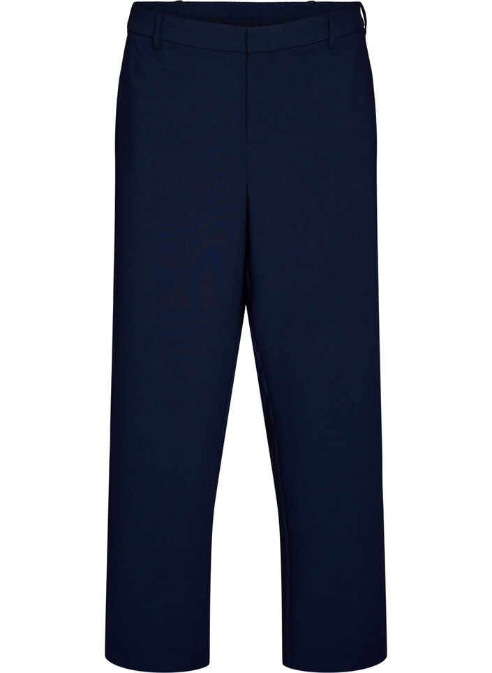 Op maat gemaakte broek met een hoge taille en straight-fit, Blauw, Packshot image number 0